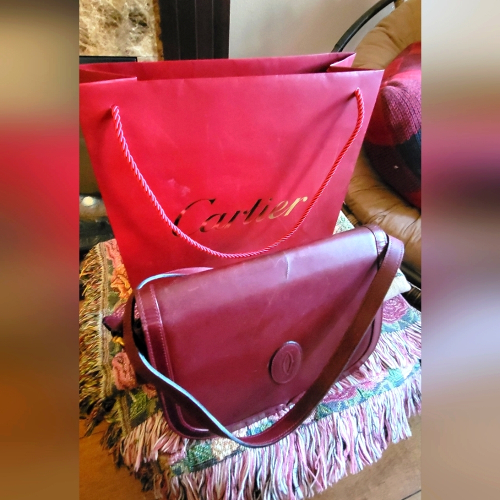 Vintage Cartier Leather Crossbody Bag + G Gem